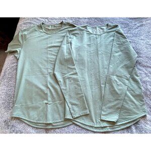 2 Bylt Mens Shirts‎ Green Drop Cut Lux Crew Neck Curved Hem Stretch Gym 19173